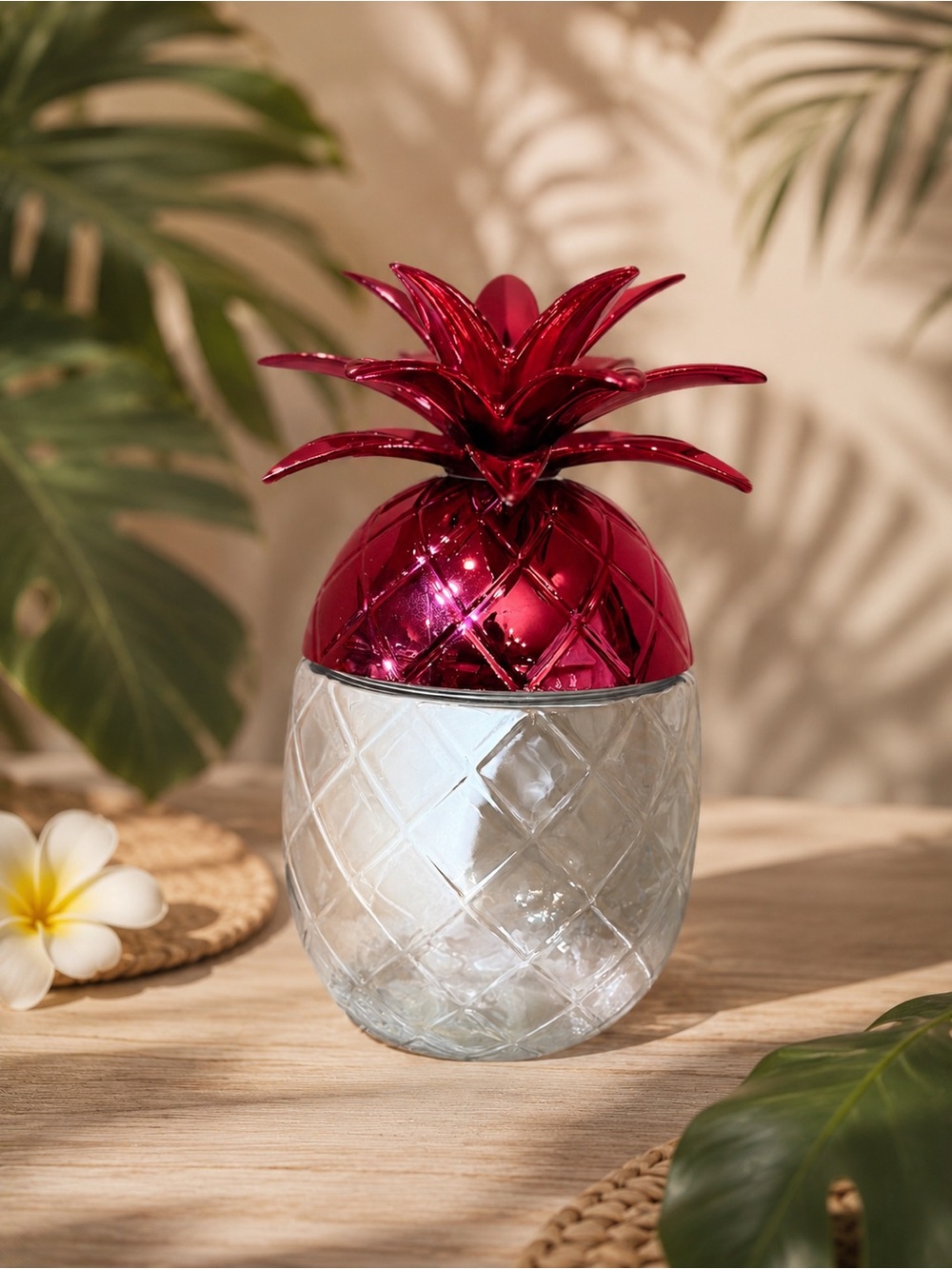 Brand New Dunkin Pink Metallic Pineapple Plastic Cup